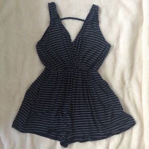 A+F navy and white stripe romper
